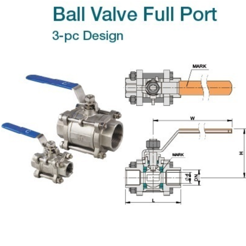 3pc ball valve threaded