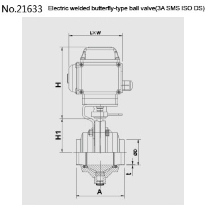 electric welded Butterfly type ball Valve(3A SMS ISO DS) No.21633