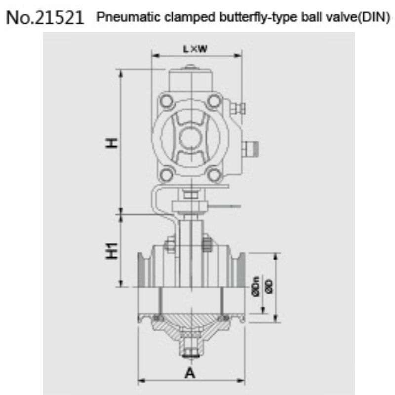 pneumatic clamped Butterfly type ball Valve(DIN) No.21521