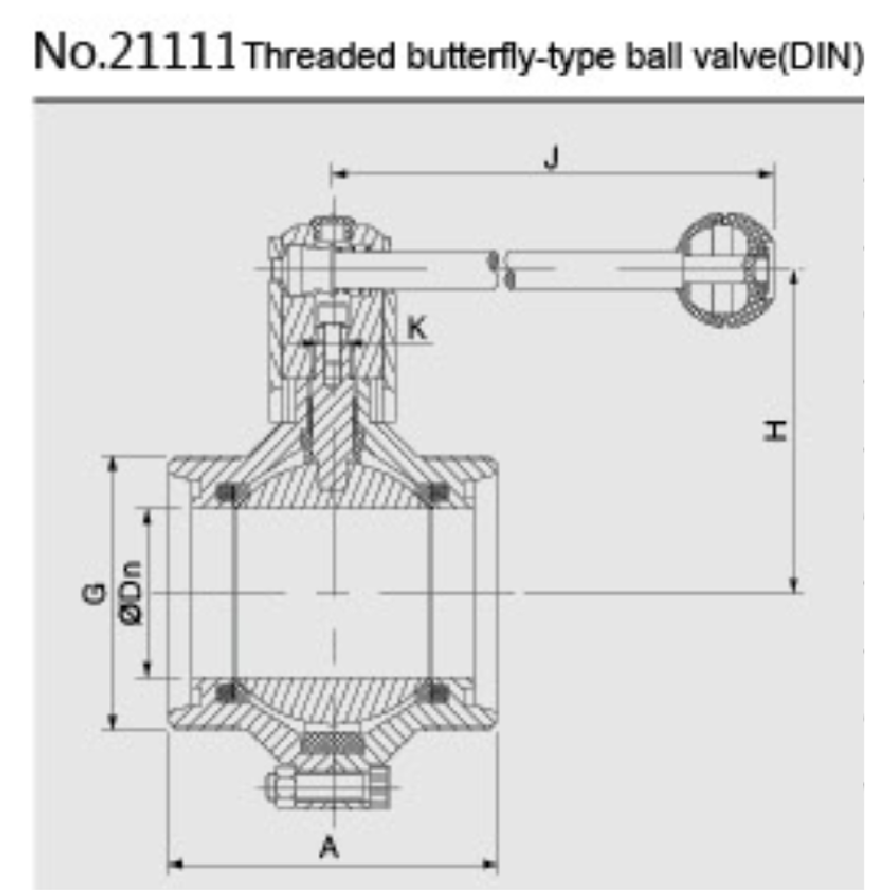 800 threaded Butterfly type ball Valve(DIN) No.21111