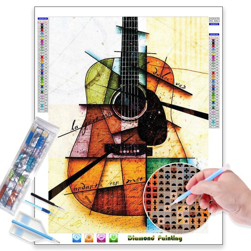 9# OEM ODM Factory AB Drills Square Round Diamonds High End Short Lint Diamond Painting Guitar Landscape Painting Featured Image