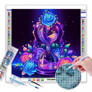 48# Color By Number Painting Flower Embroidery Rhinestone Picture Canvas DIY 5D Diamond Painting for Home Decor