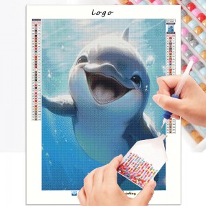 Oem 5d diamond painting manufacturers customized pattern Cartoon dolphin diamond painting crystal