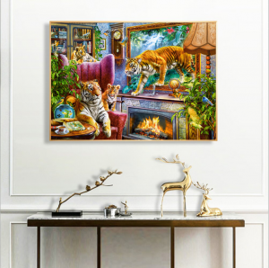 32# room decor abstract custom picture scenery landscape diy painting set wall art tiger animal diamond painting