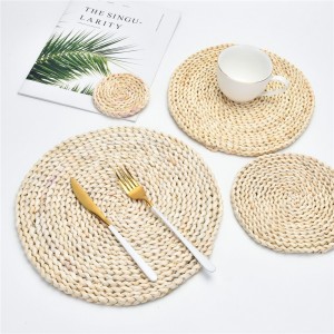 2022Natural Braided Rattan Placemats Straw Cup Coasters Dining Table Mat Heat Insulation Pot Holder Wicker Drink Coaster Kitchen