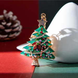 Christmas Tree Metal Rhinestone Keychain Luxury