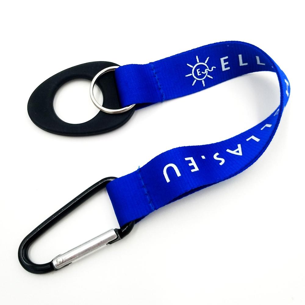 China Cheap price Sublimation Printing Lanyard – Polyester Material wrist keychain with silicone bottle holder – Bison