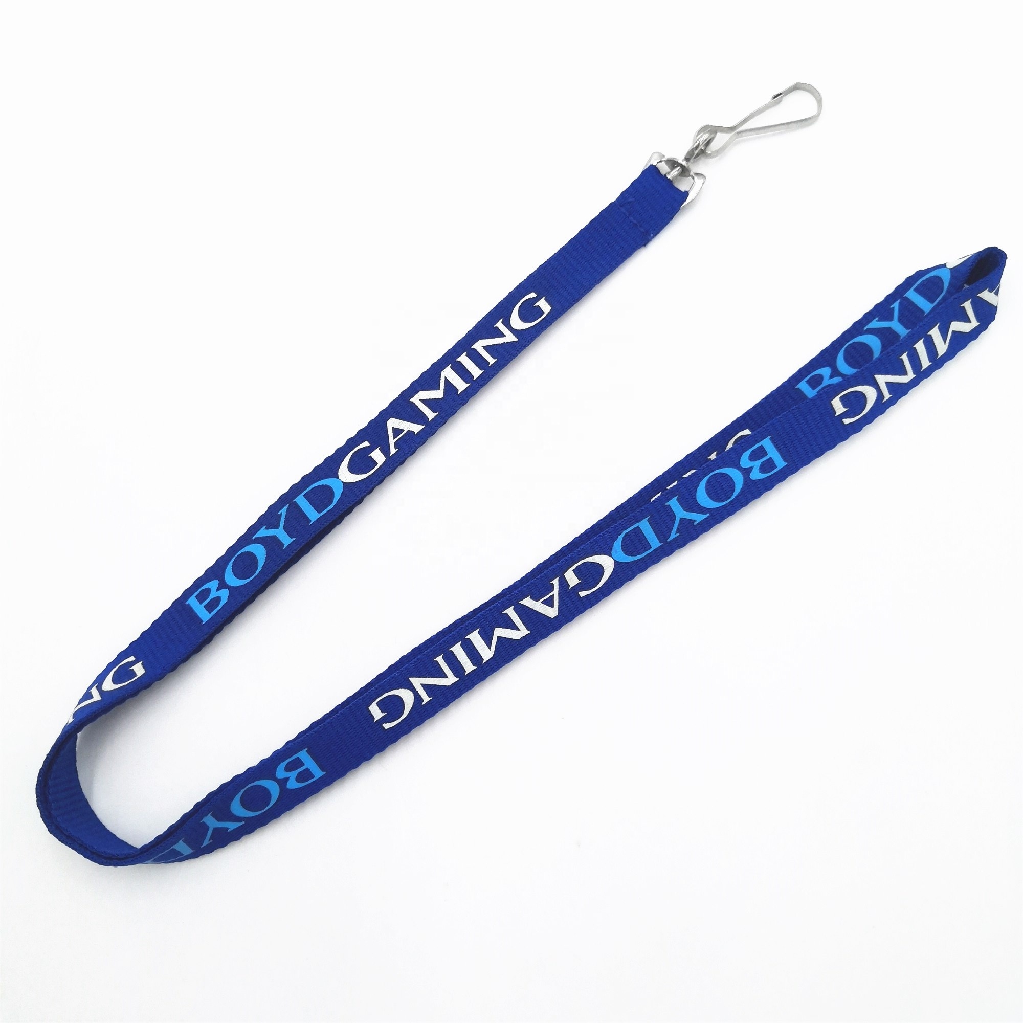 China Cheap price Sublimation Printing Lanyard – Custom narrow polyester well printed swivel hook lanyard for company workers – Bison