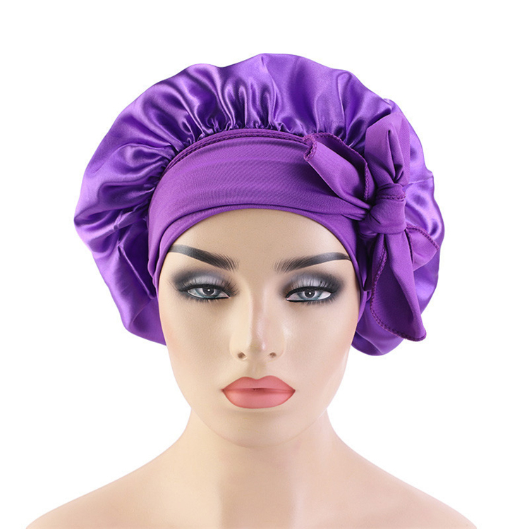 China Custom Logo Long Double Layer Bonnets With Tie Band Silk Bonnets ...