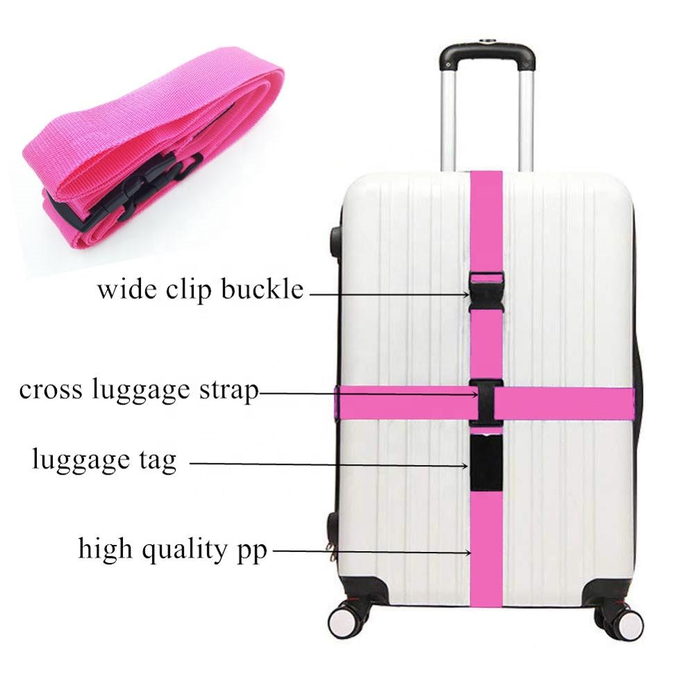 Pink PP Material and Luggage Strap With Lock Use On The Airport
