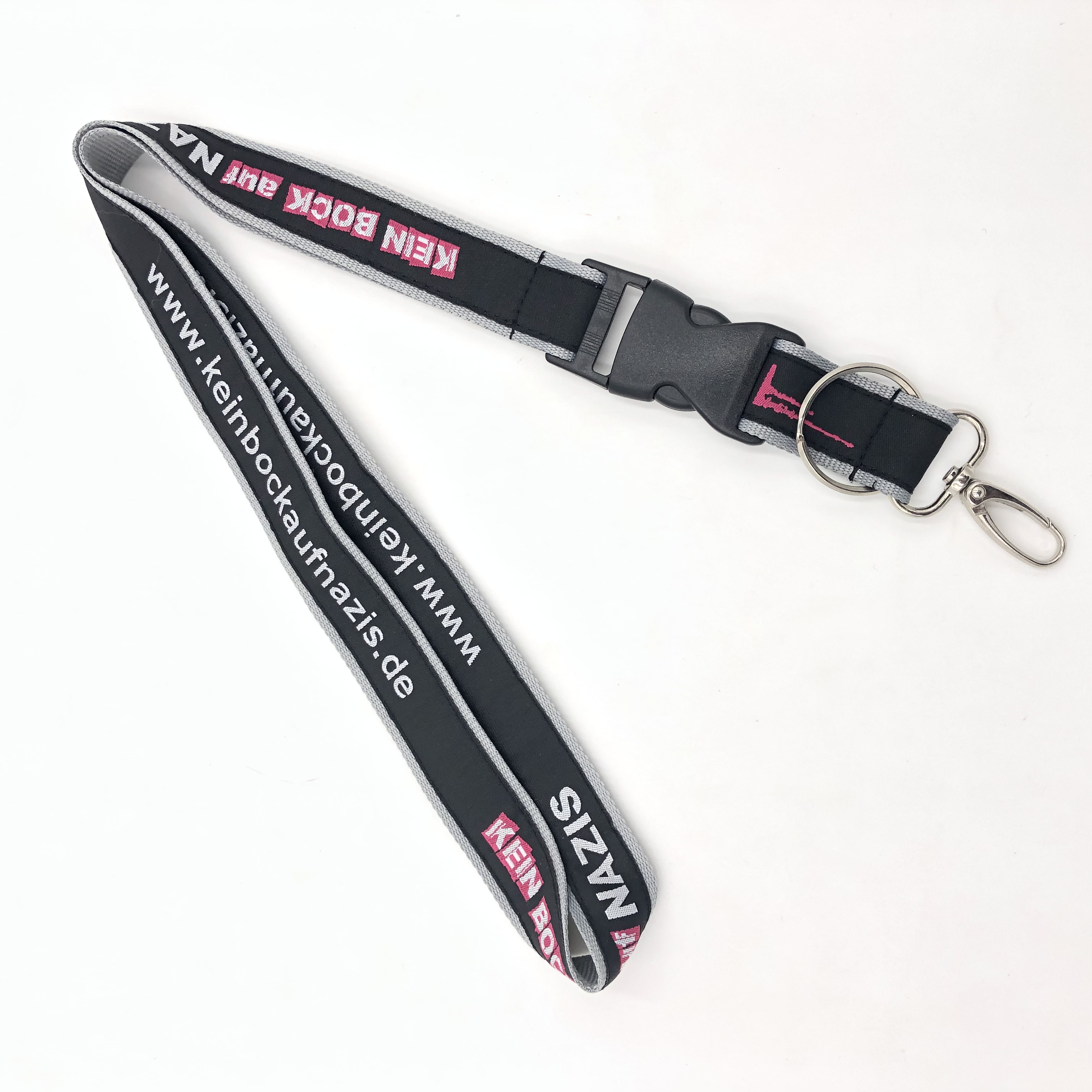 Customized woven lanyard with metal ring