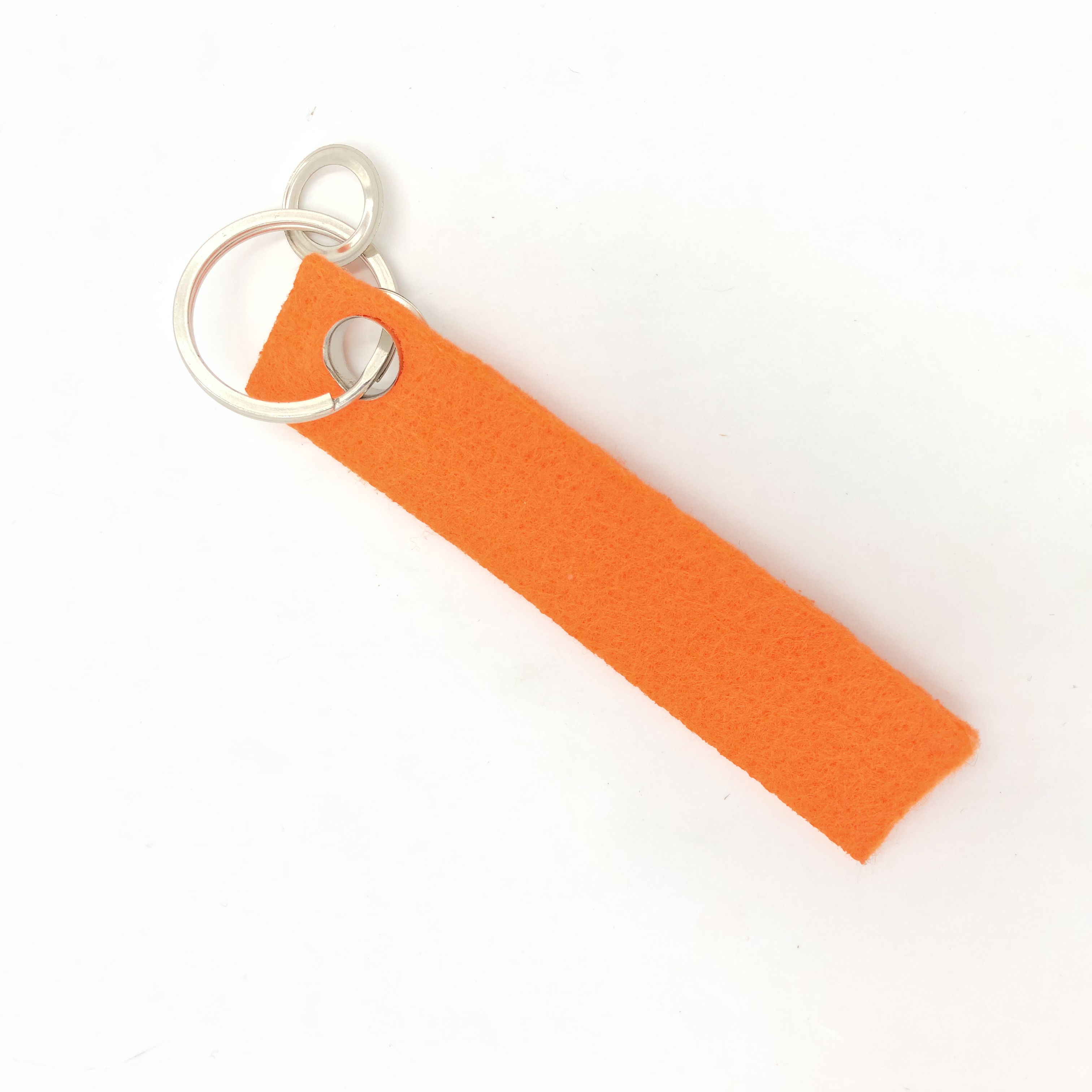 Orange customized felt brand name engraved cotton short lanyard