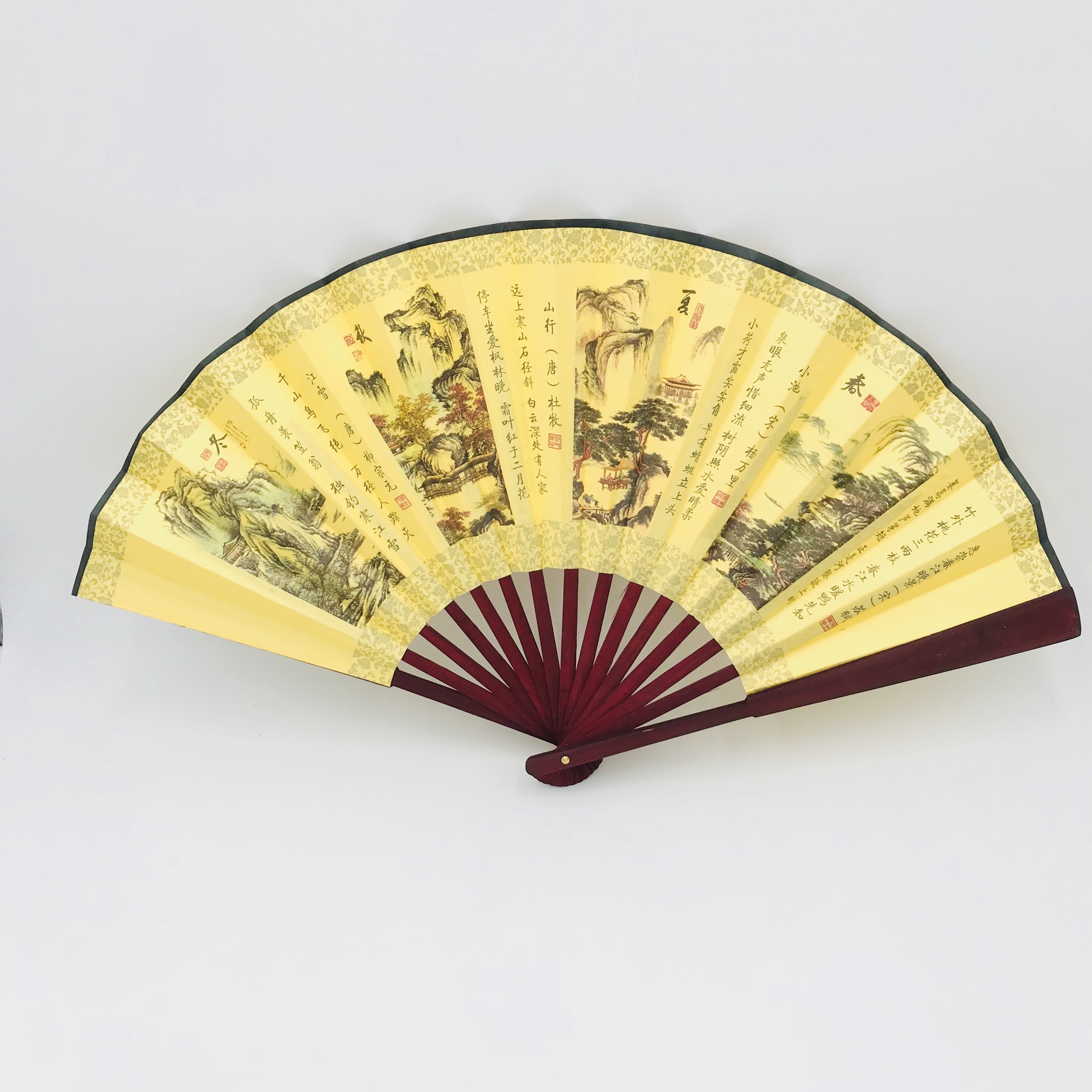 Large Black Folding Fan Chinese Style Men Folded Fans for Dancing Cosplay Home Office