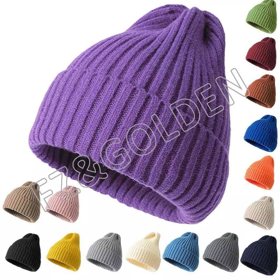 Knit Beanie Warm Soft & Stretchy Daily Ribbed Toboggan Cap Winter Hats for Cold Weather