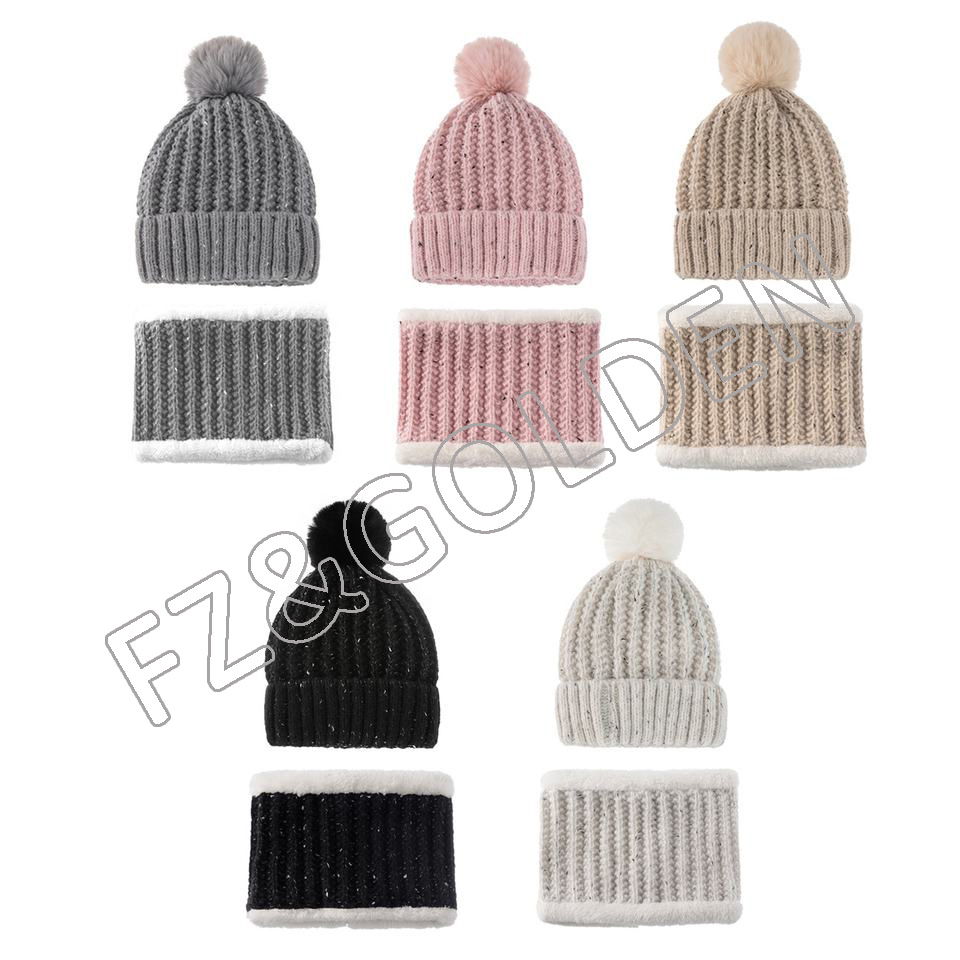 Winter Warm Knitted Women’s Beanie and Scarf Set