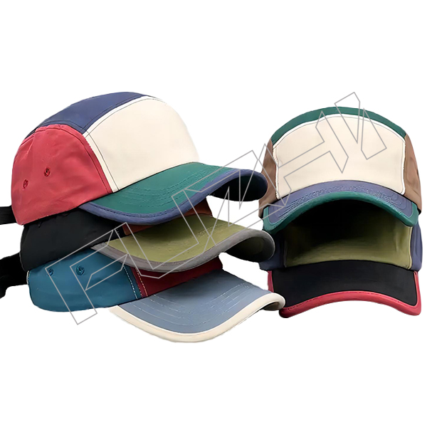 Unisex Wholesale 100% Cotton 5 Panel Color Matching Camping Caps with Adjustable Closure