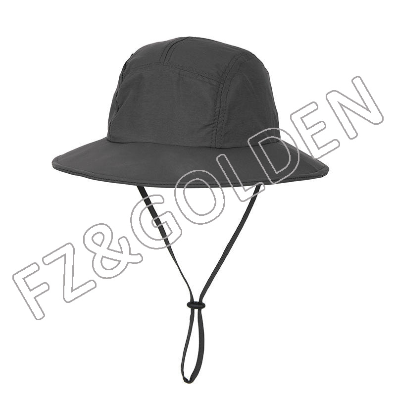 Cheapest Beret Hat Supplier –  Outdoor fast dry custom logo fisherman hunting bucket hat with strings  – FUZHI