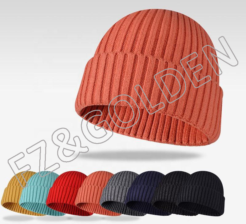 High Quality Custom Logo Multicolor Winter Polyester Knitted Beanie Hats
