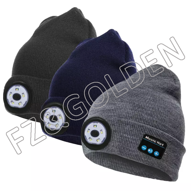 New arrival hot sale wireless bluetooth beanie hat with light and bluetooth headphones