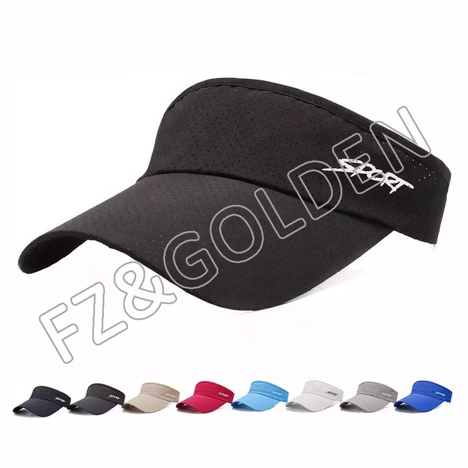 Wholesale Custom Embroidery Printed Logo Outdoor Beach Adjustable Sun Cap Quick Fast Dry cap golf running Visor Hats For unisex