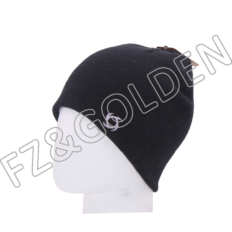 OEM/ODM Pom Beanie –  Winter Knitted Embroidered Beanie Hats  – FUZHI