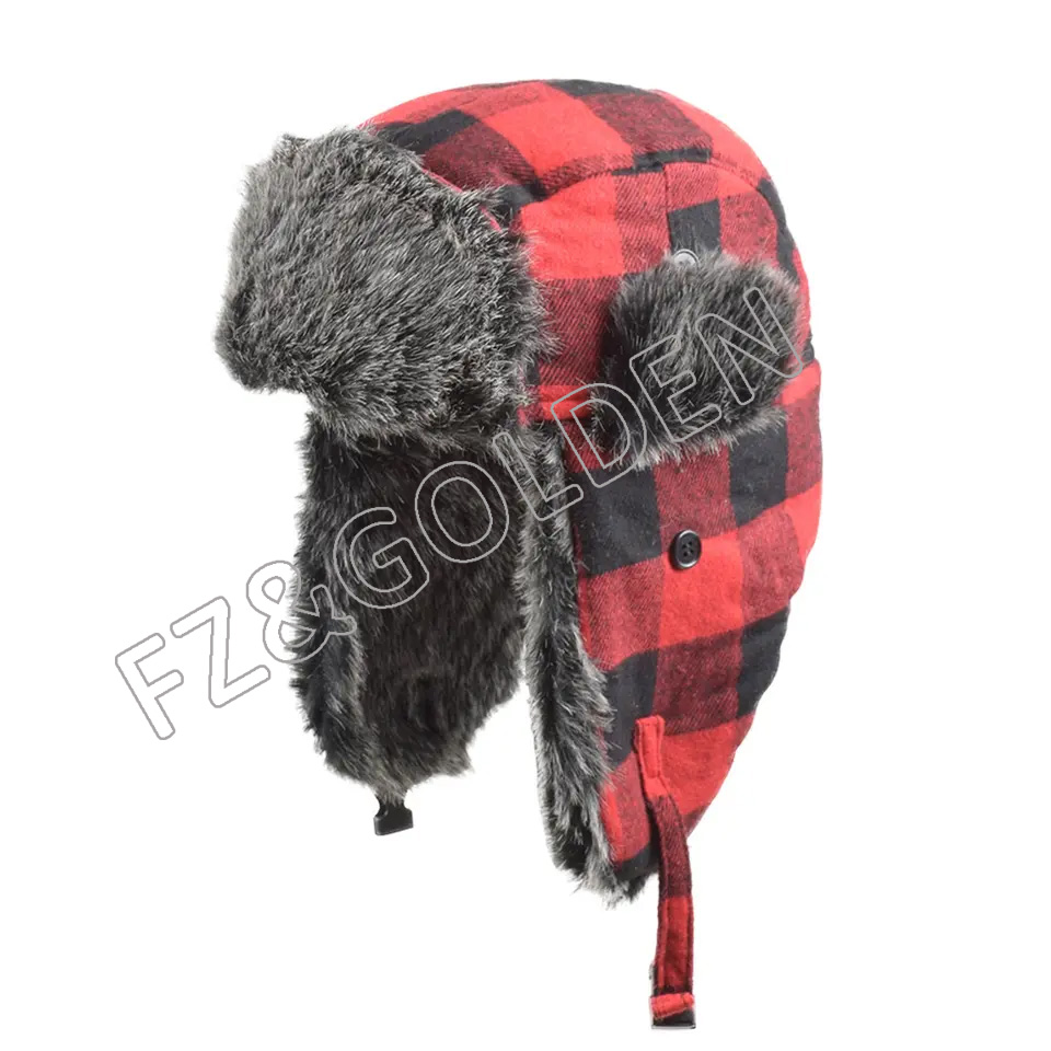 Russia Trapper Earflap Ear Flap Chin Strap Trooper Hunting SkiWarm Windproof Checked Winter Hats