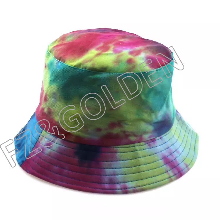 Wholesale High Quality Fashion Trendy Designer Custom Surfing Tie Dye Printing Colorful Reversible Bucket trendy women hat