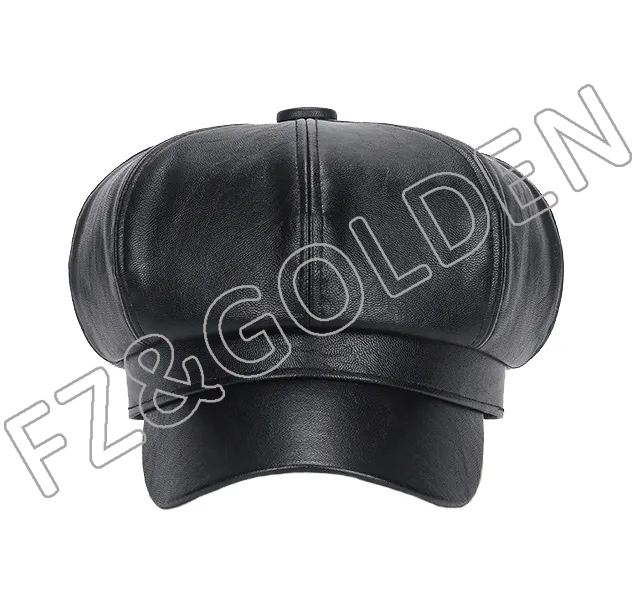 2023 new fashion chic women Mens PU newsboy Flat Ivy Cap Gatsby Driving Fishing 8 Panel Cabby leather beret hat for men