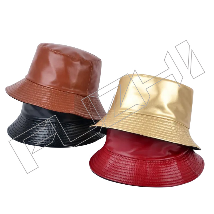 Hot Sale Casual Outdoor Waterproof Wholesale Bright Color Double Sided Use Short Brim Fisherman PU leather bucket hat
