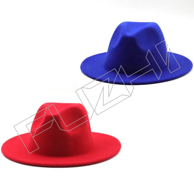 Unisex Wool Felt Sky Blue Woman Classic Jazz Wide Brim Panama fedora hats