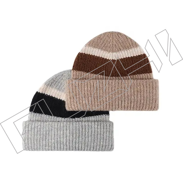 Unisex Wholesale Custom Logo Ribbed Wool Knit Winter Luxury Warm Hat cuffed beanie For Women Men