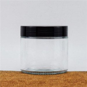 Round Clear Glass Food Jar with Plasticl Lid