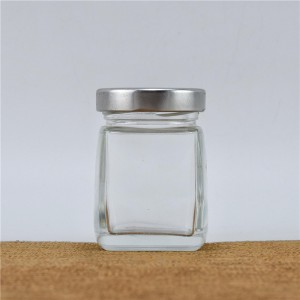 280ml Squar Clear Glass Honey Jar with Metal Lid
