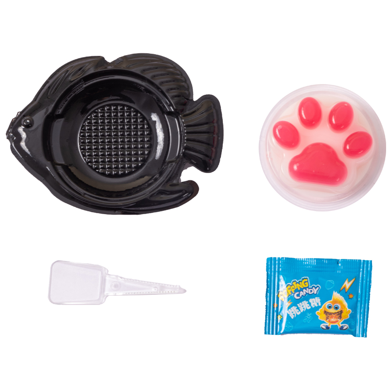 Cat Claw Fish Jelly Pudding + Popping Candy + Fish Shaped Pan + Spoon