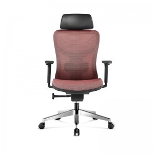 Adjustable Headrest Ergonomic Executive Office Chair with “Whale Tail” shaped elastic Lumbar Support