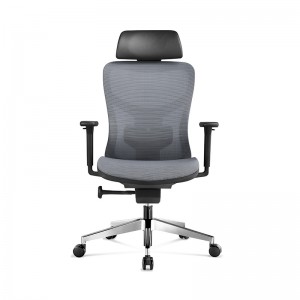 Adjustable Headrest Ergonomic Executive Office Chair with “Whale Tail” shaped elastic Lumbar Support