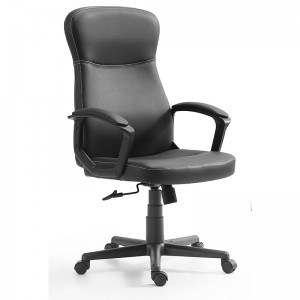 Black Leather PU Mid Back Swivel Abjustable Height Office Chair For Home