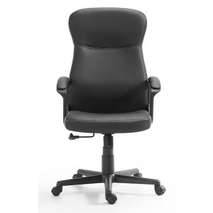 Black Leather PU Mid Back Swivel Abjustable Height Office Chair For Home