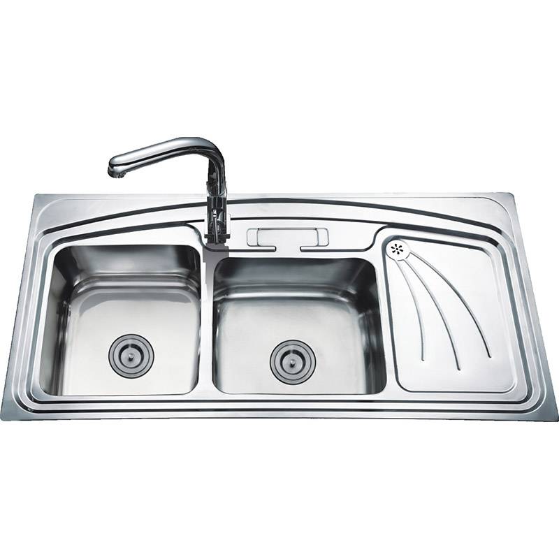 Handmade Kitchen Sink - Double Bowls With Panel DS12060B – Jiawang
