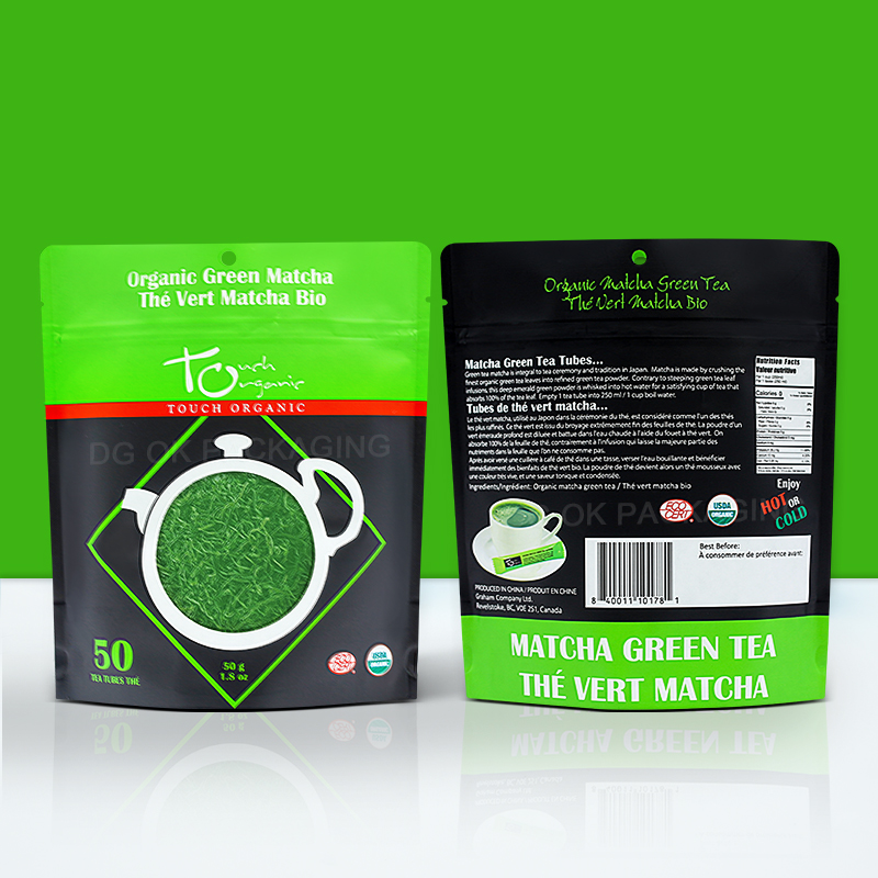 Bolsa de envasado de alimentos de plástico Mylar impresa con sello lateral de tres lados personalizada para aperitivos de café y té