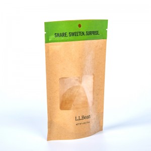Stand Up Pouch Ziplock Kraft Paper Bags With Clear Window And Zipper