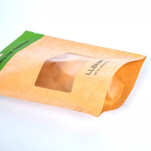 Stand Up Pouch Ziplock Kraft Paper Bags With Clear Window And Zipper