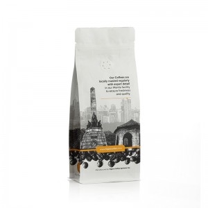 Matte Flat Bottom Coffee Packaging Bag With Valve