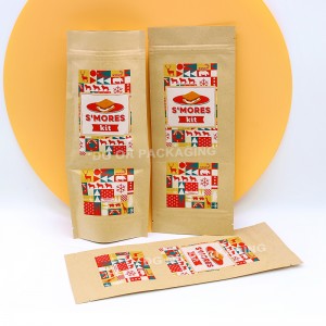 Многократно използваеми крафт хартиени торбички с цип торбички за опаковане на закуски, торбички с цип, торбички с цип