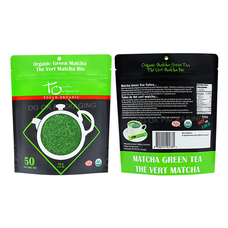 Custom Stand up Three Side Seal Packaging Printed Mylar Plastic Food Packing Bag For Coffee Tea Snacks