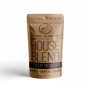 Eight-side sealing kraft paper flat bottom biodegradable coffee packaging Bottom Recyclable Gusset Bag