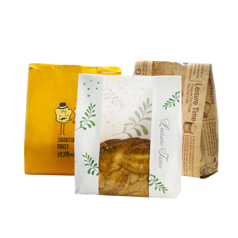 Bolsa de pan biodegradable laminada PLA laminada con papel Kraft personalizada con bolsa de fondo plano con ventana