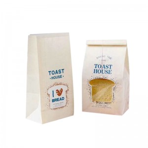Custom Kraft Paper Laminated PLA Laminated Biodegradable Bread Bag with Window Flat Bottom Bag