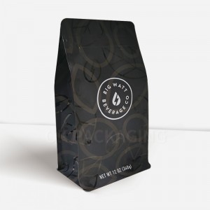 Imballaggio del caffè con cerniera per borsa a fondo piatto con chiusura a zip in foglio di alluminio con stampa personalizzata per chicchi di caffè
