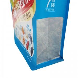 Benotzerdefinéiert Grousshandel Héich Qualitéit Plastik Stand Up Zip Lock Poschen Flat Bottom Nut Food Packaging Bag Fir Iessen